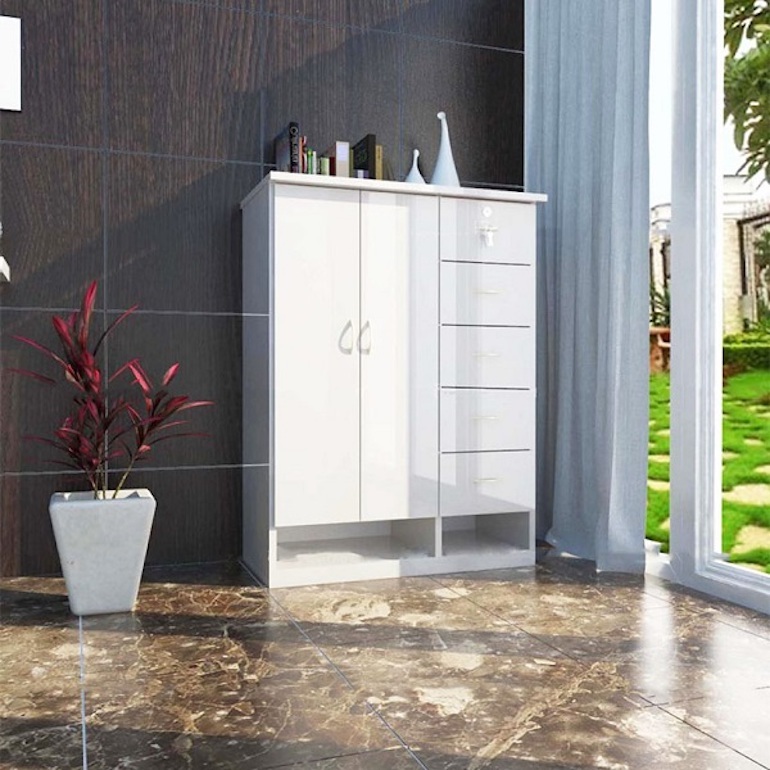 Tủ nhựa Đài Loan 2 cánh 5 ngăn T312 màu trắng